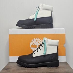 Timberland Unisex  6" Water Resistant Boots Women's 6 Black/White  #539820 NWB